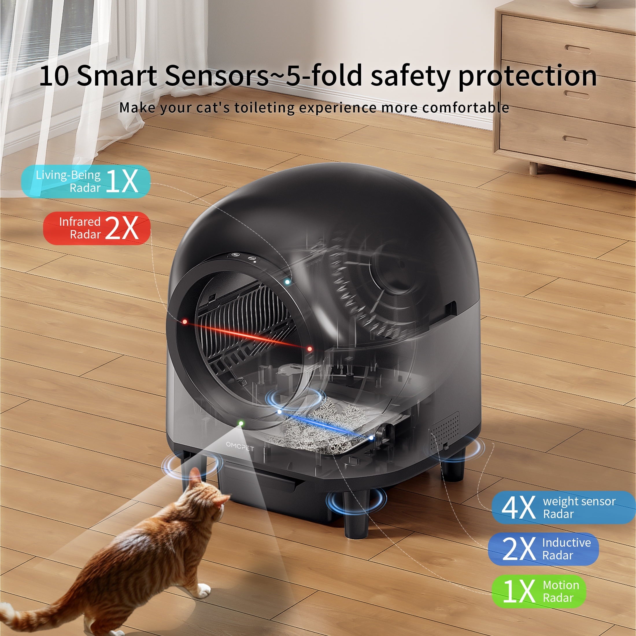 Self-Cleaning Cat Litter Box, Litter Box,Smart Automatic Litter Box, Large Litter Box , 100L Large Capacity APP Control/Integrated Safety Protection Black